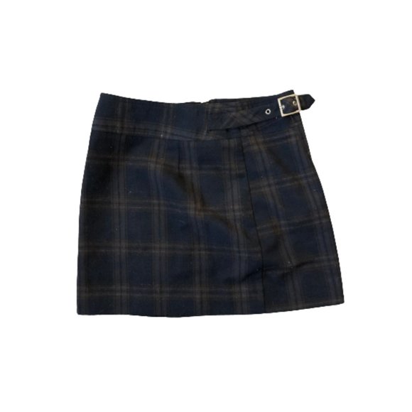 Topshop Checkered Skirt with Zip and Buckle Detail - Picture 2 of 2